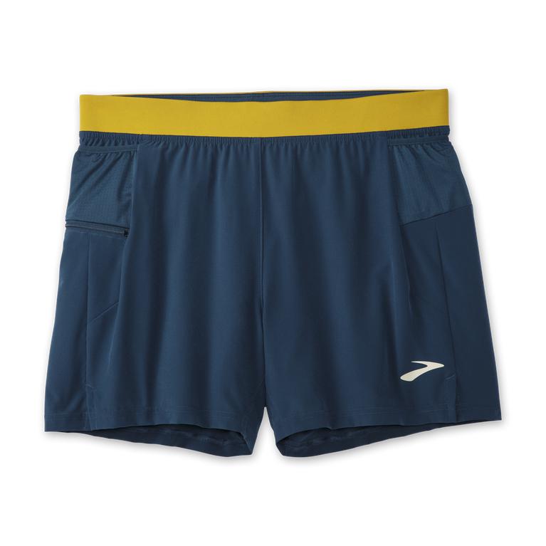 Brooks Men's SHERPA 5 2-IN-1 Running Shorts - Indigo Rush/Golden Hour - Canada (KASPD-6270)